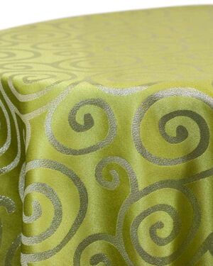 Lime Metallic Scroll Linen