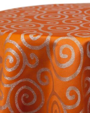 Orange Metallic Scroll Linen