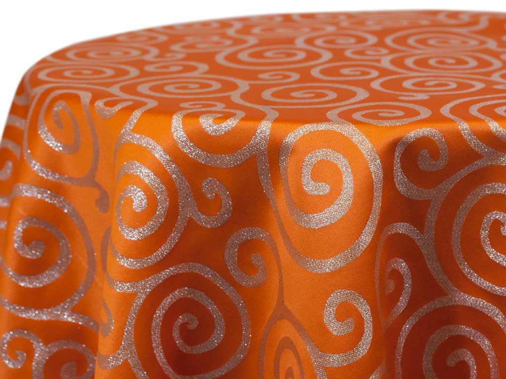 Orange Metallic Scroll Linen