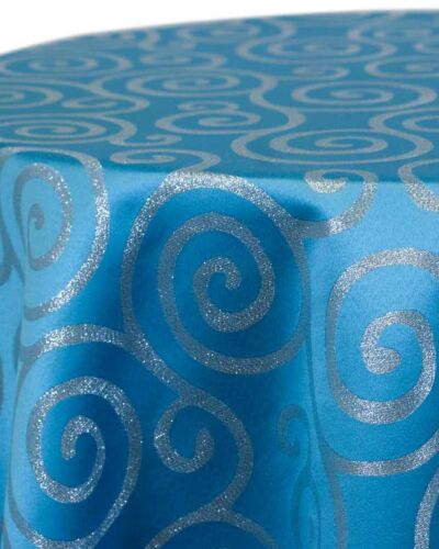 Turquoise Metallic Scroll Linen