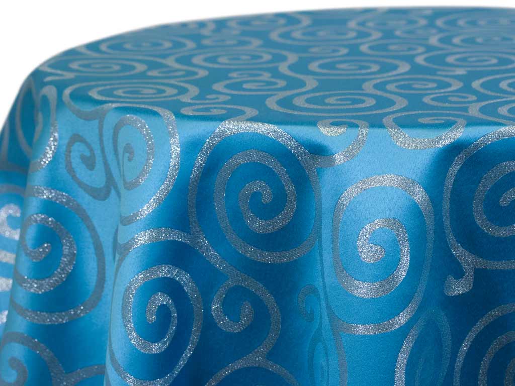 Turquoise Metallic Scroll Linen